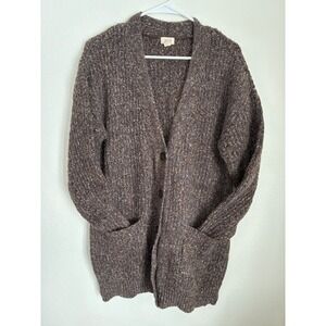 Wool Blend A.N.A. brown speckled knit cardigan sweater women's size medium